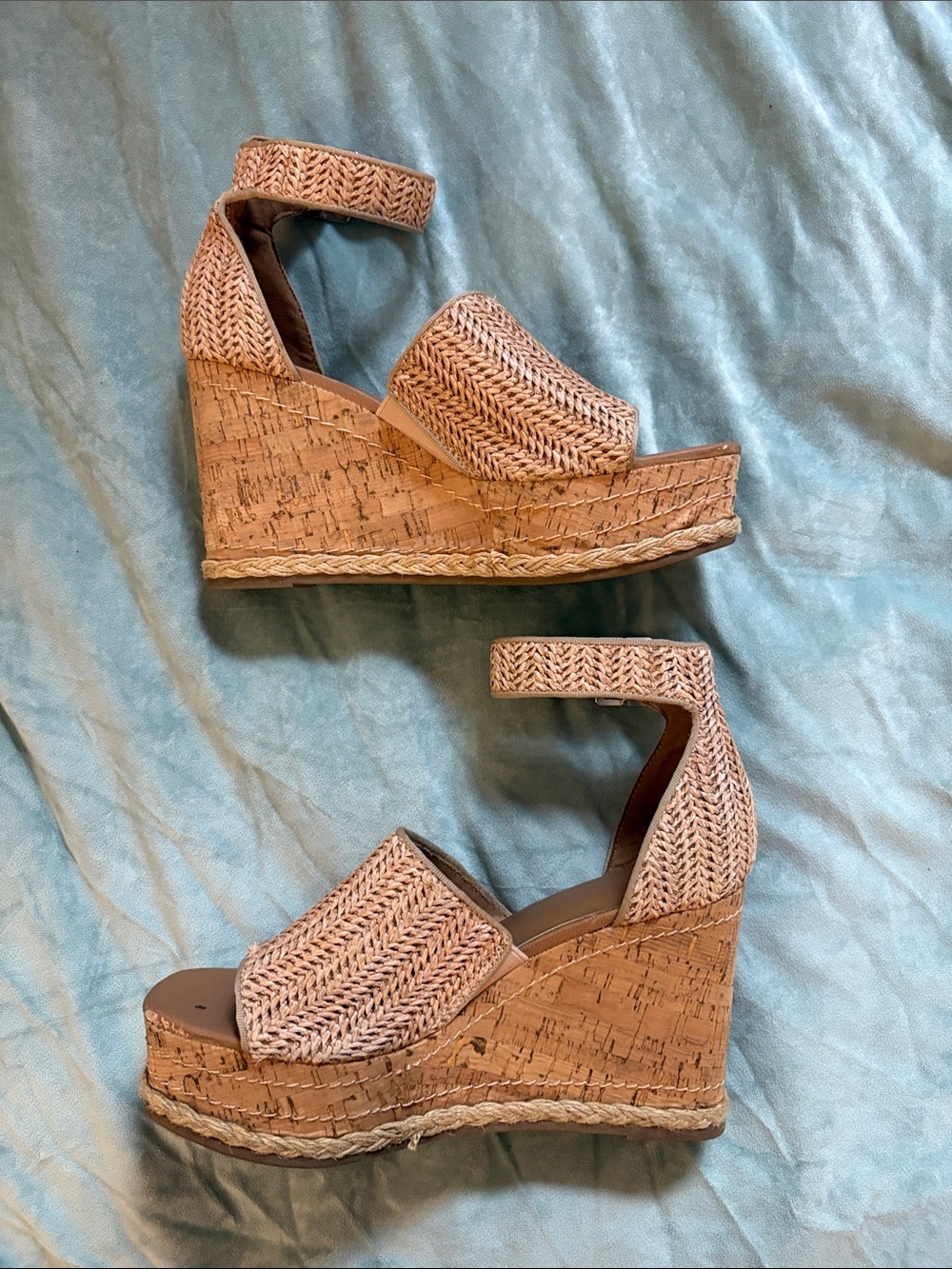Universal Thread Tan Woven Cork Espadrille Wedges
